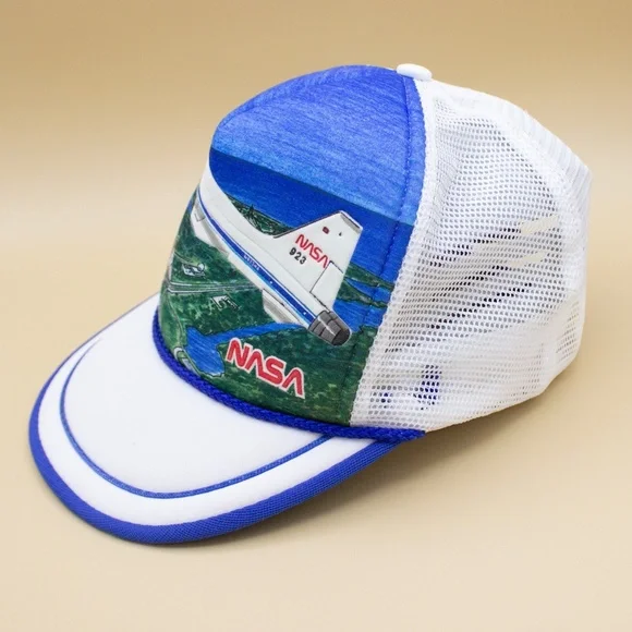 Vintage 80s NASA Kennedy Space Center Kandi Tops Foam front Mesh back Youth size - Picture 3 of 7